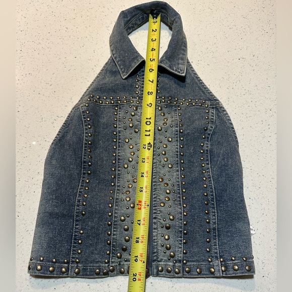 NWT studded open-back cropped denim vest top by Urban Outfitters / NEW - Picture 11 of 16